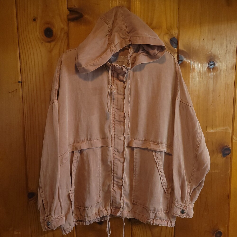 Lucky Brand Large Hooded Jacket Drawstring Waist Cotton Blend